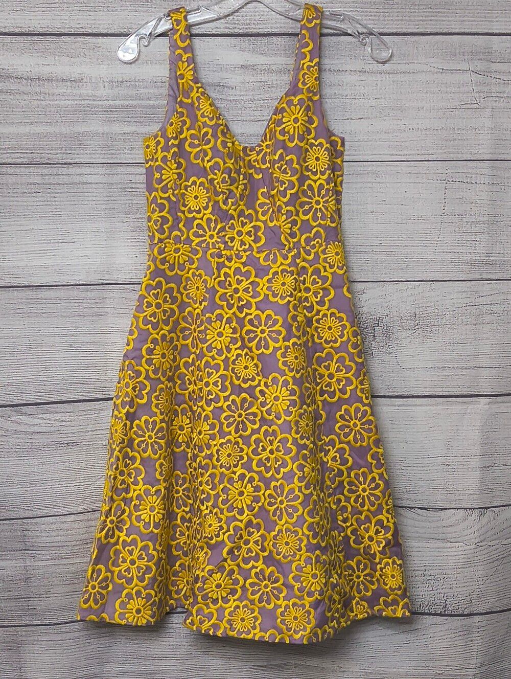 Kate Spade Lavender Silk Dress with Yellow Floral Design Size 2